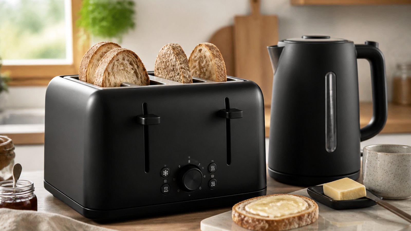 UK lifestyle photo for mm wide slot toaster for sourdough